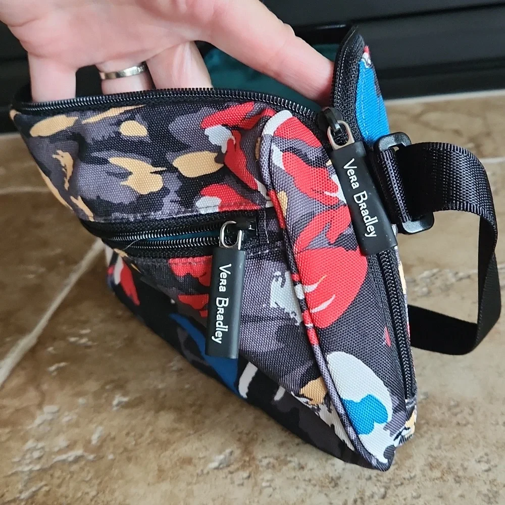 Vera Bradley Black and Red Floral Belt Bag with Ajustable Strap - Picture 6 of 7